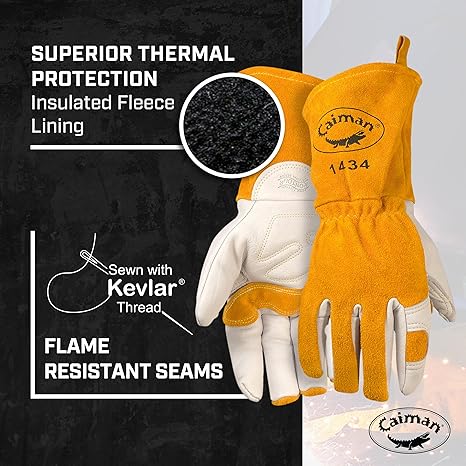 Caiman Reinforced Leather Winter Grain Welding Gloves - Image 3